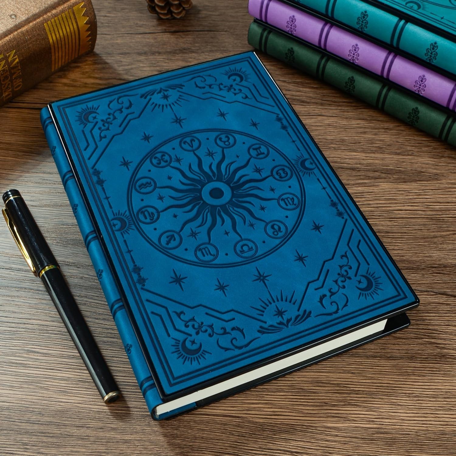 Diary with Lock – Soft Leather Journal Lock, Built-in A5, Peacock blue