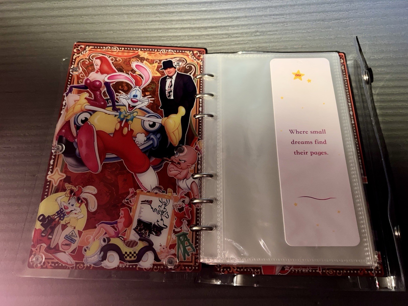 3pc Kawaii Shaker Binder Lot A6 6-Ring Planner Journal Pikachu Roger Rabbit Book