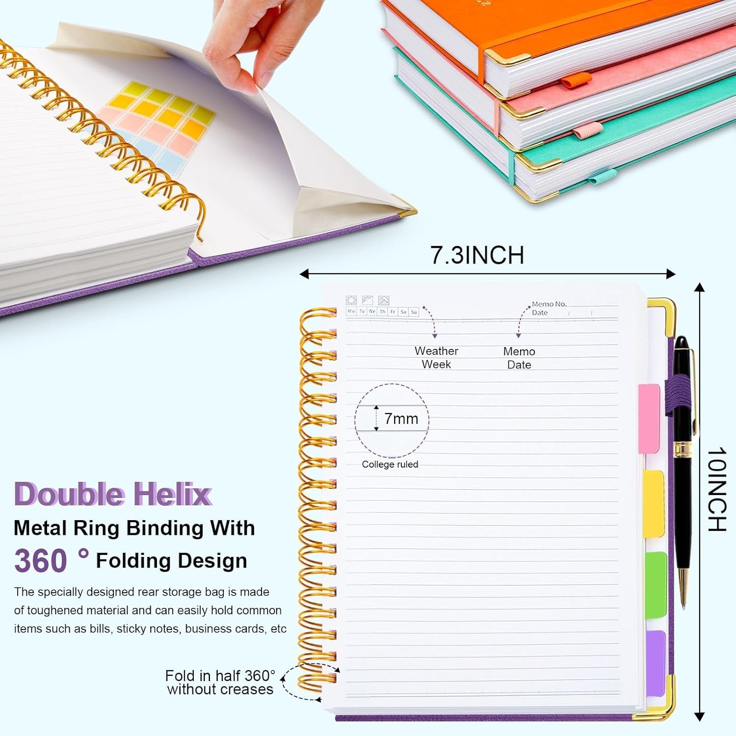 Hardcover Spiral Notebook 8″x10″ Journal Notebook with Tabs and Removable Div…