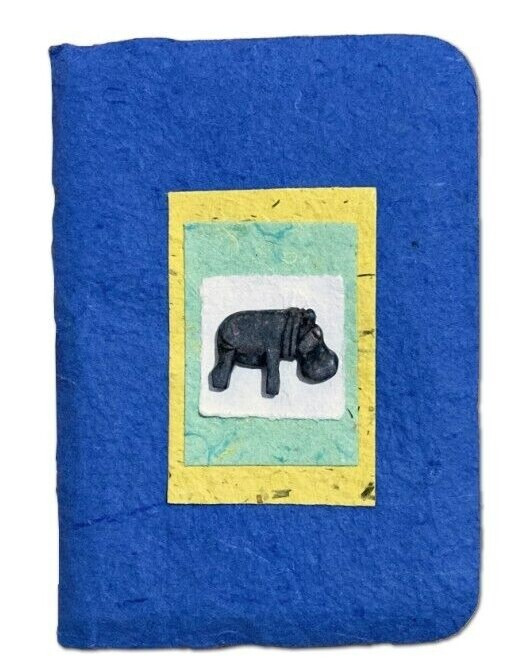 10 Handmade Paper Journals w/ Stone Hippo 5×7 Notebook Diary Deckle Pages