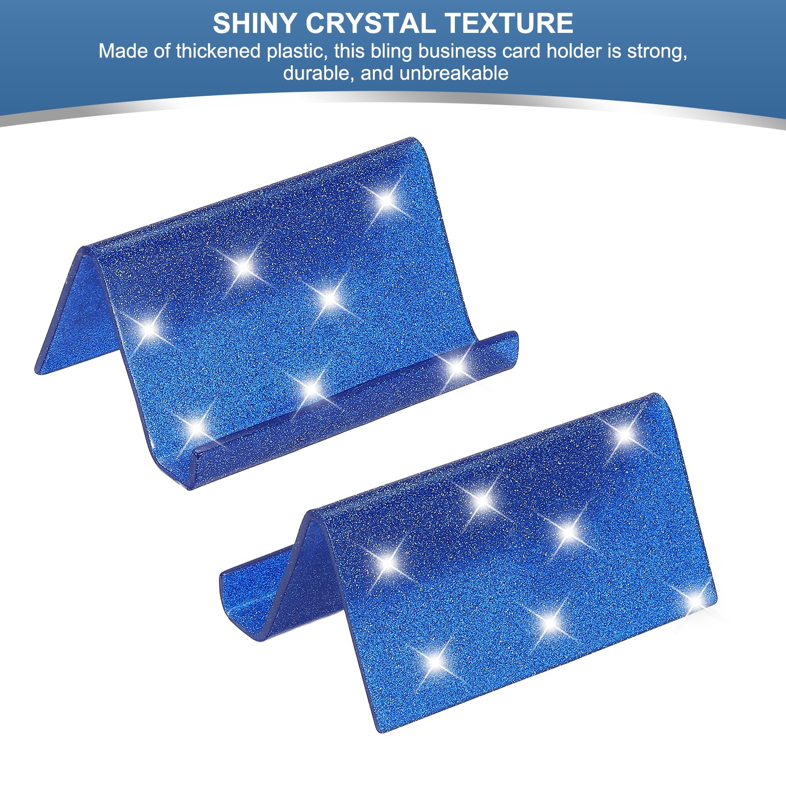 Business Card Holder for Desk, Acrylic Card Holders Shine, Blue