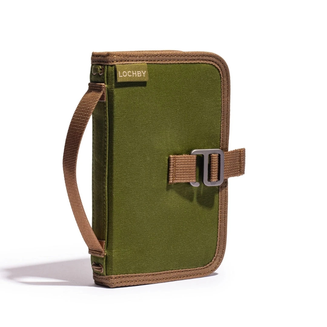 Lochby Mini Field Journal Olive Green | Water Resistant Wax Canvas Cover