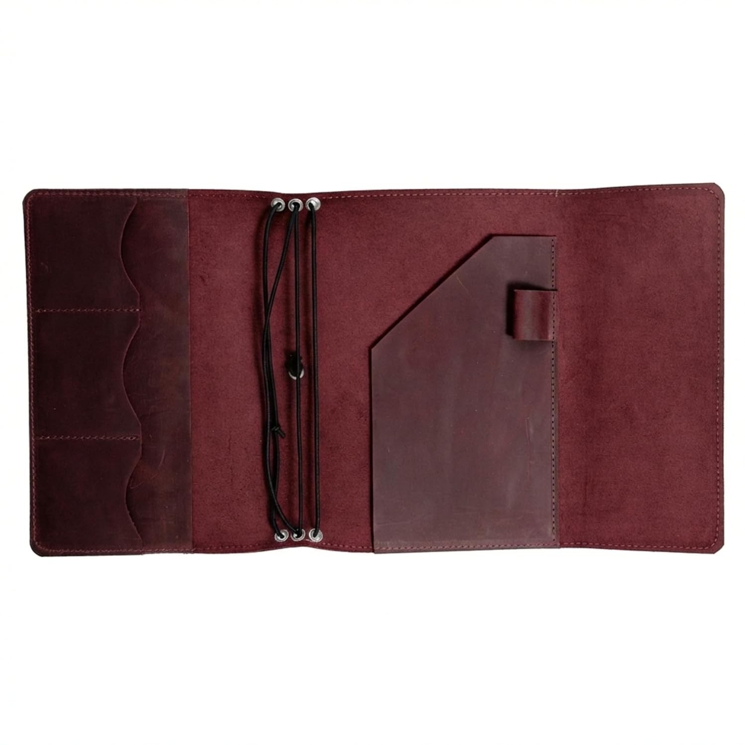 Leather A5 Notebook Cover Refillable Journal Case with Elastic Bands Pen Holder