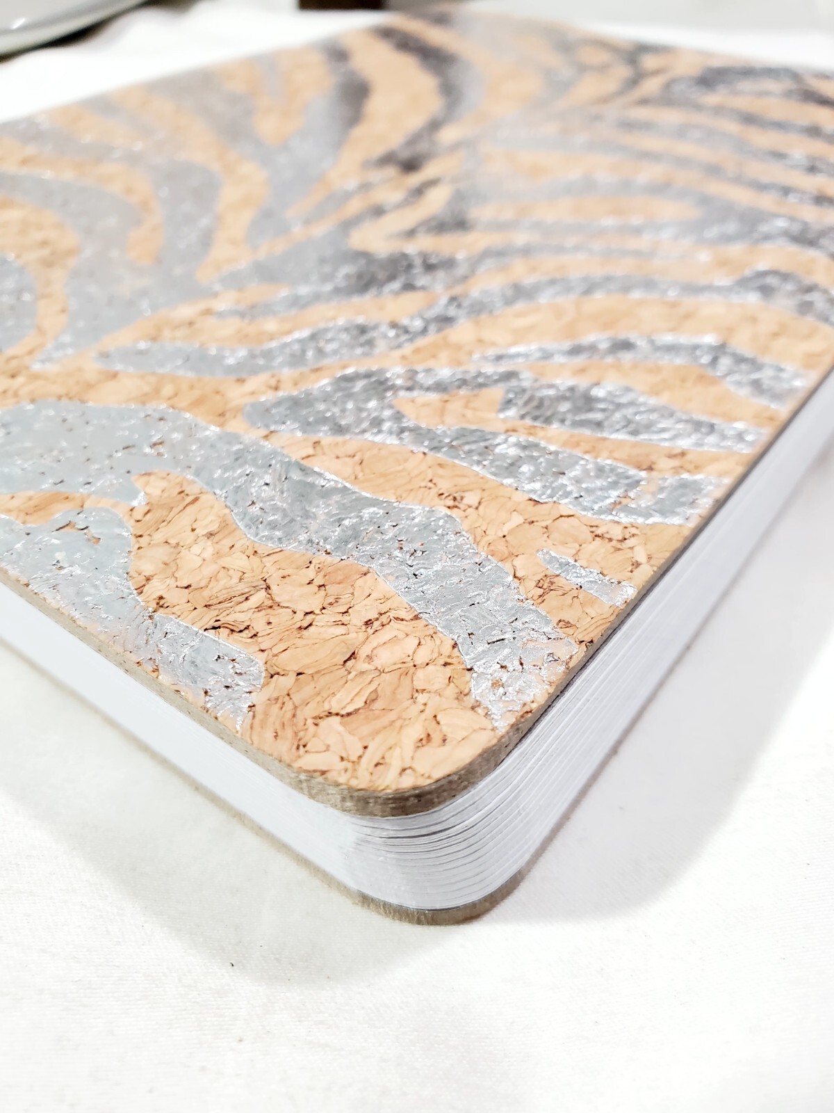 Wild Silver Striped and Cork Hardcover Journal Diary: Adrienne Vittadini Studio