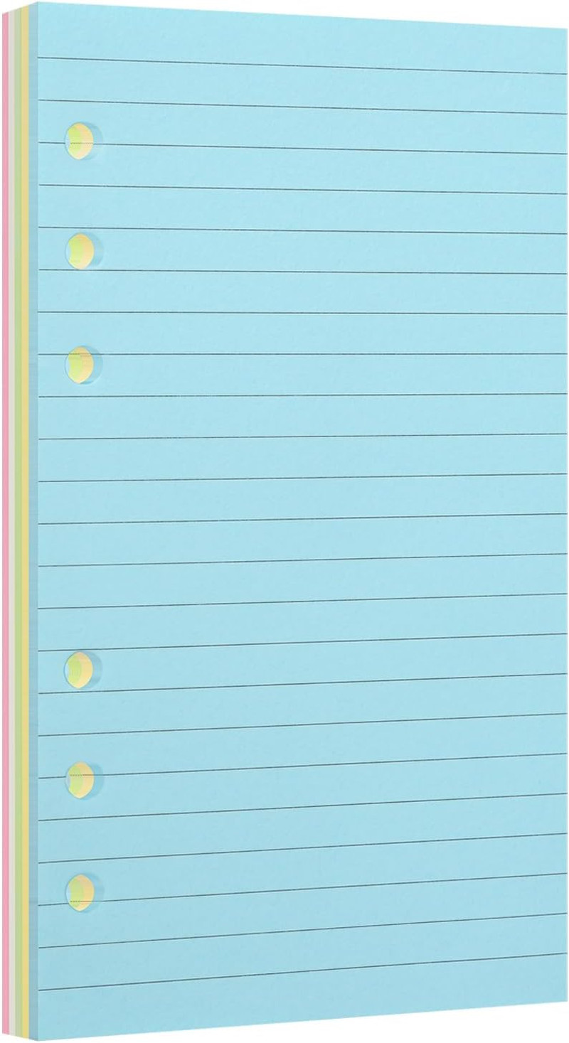 100Gsm Colored Lined A6 6-Hole Refill Paper – Ruled Planner Inserts for 6-Ring B