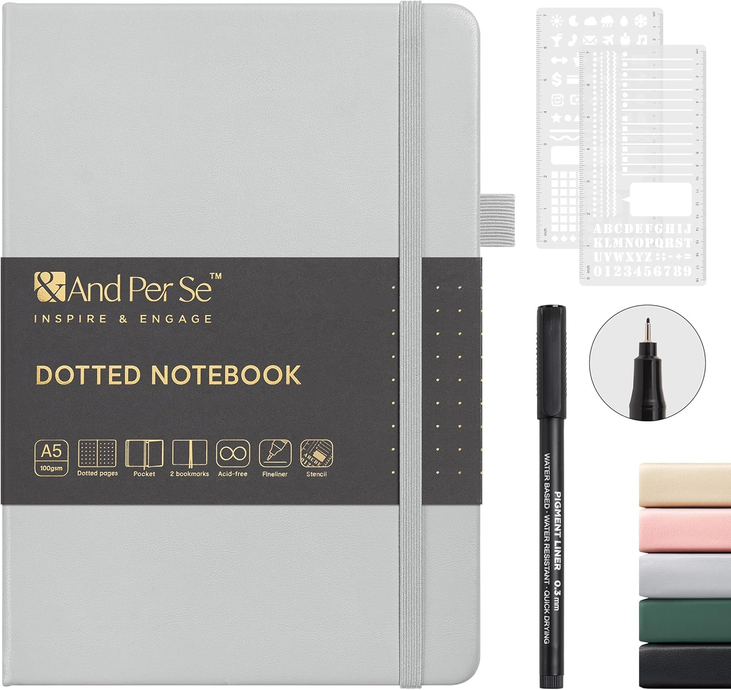Bullet Dotted Journal Notebook, A5 Leather Hardcover, 176 Numbered Pages 100GSM