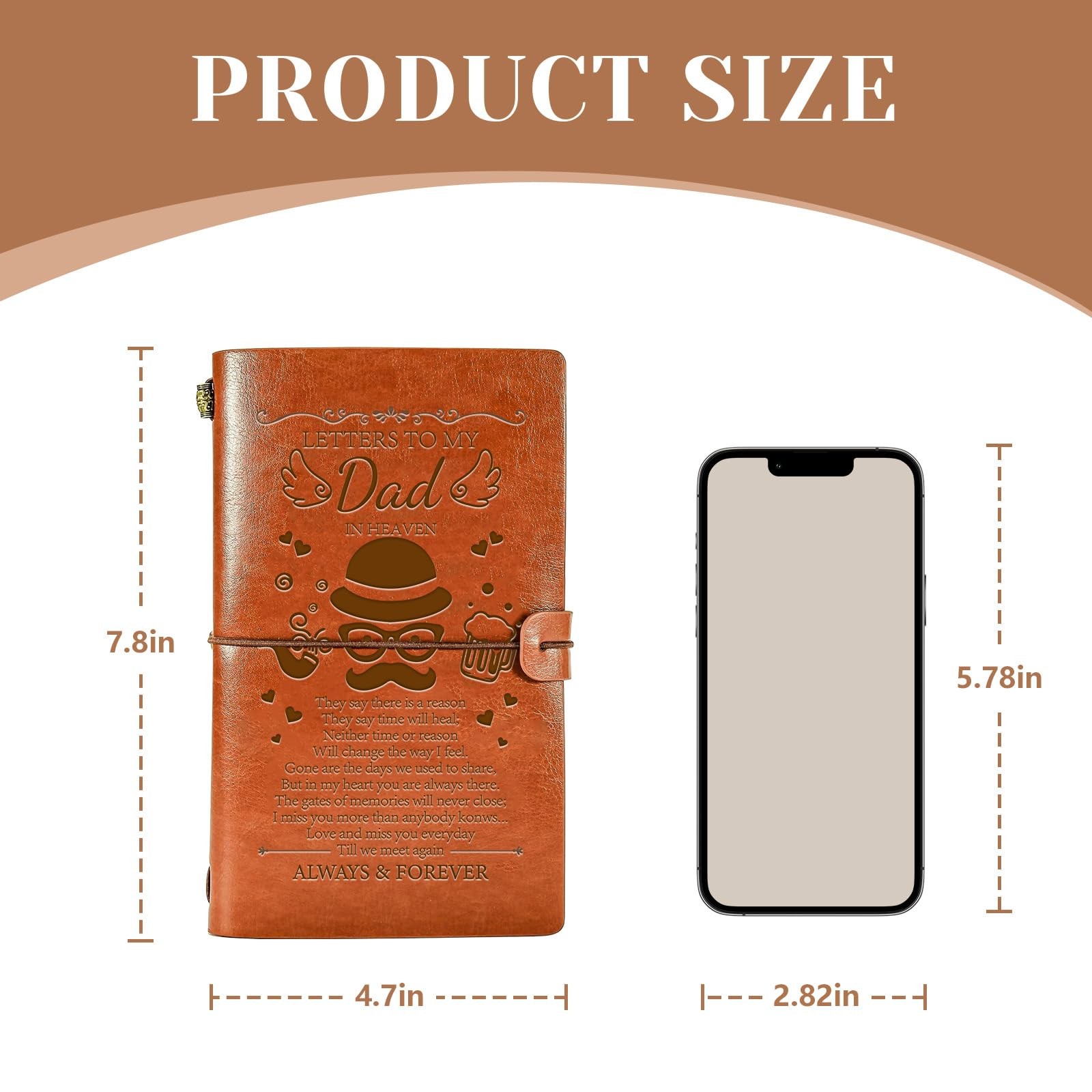 Memorial Gifts for Loss of Father, 136 Page Refillable Leather Journal Sympat…