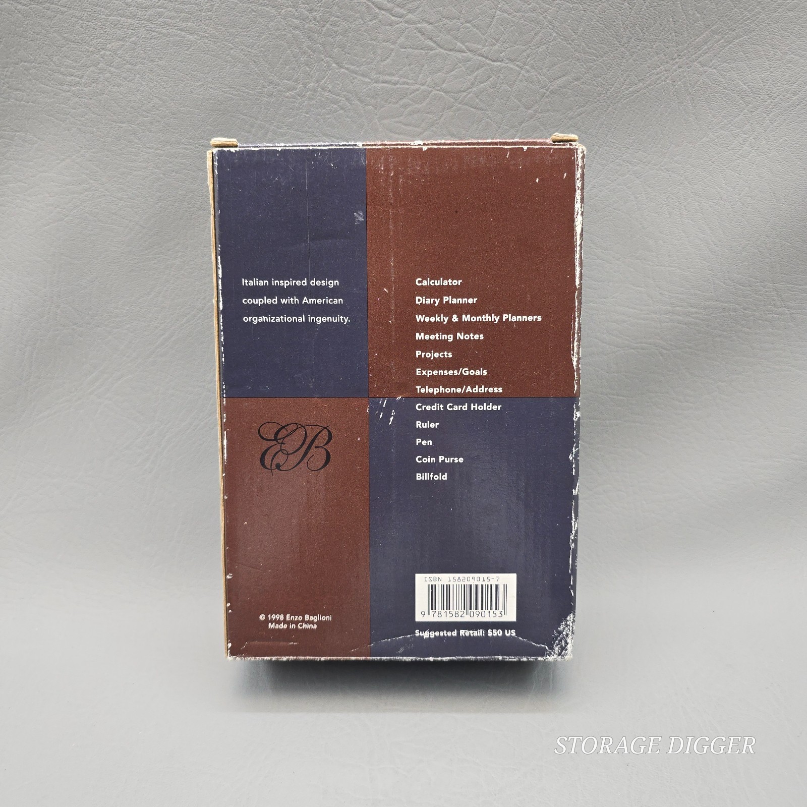 VTG 1998 NEW Enzo Baglioni Ultimate Business & Personal Organizer, Brown Leather