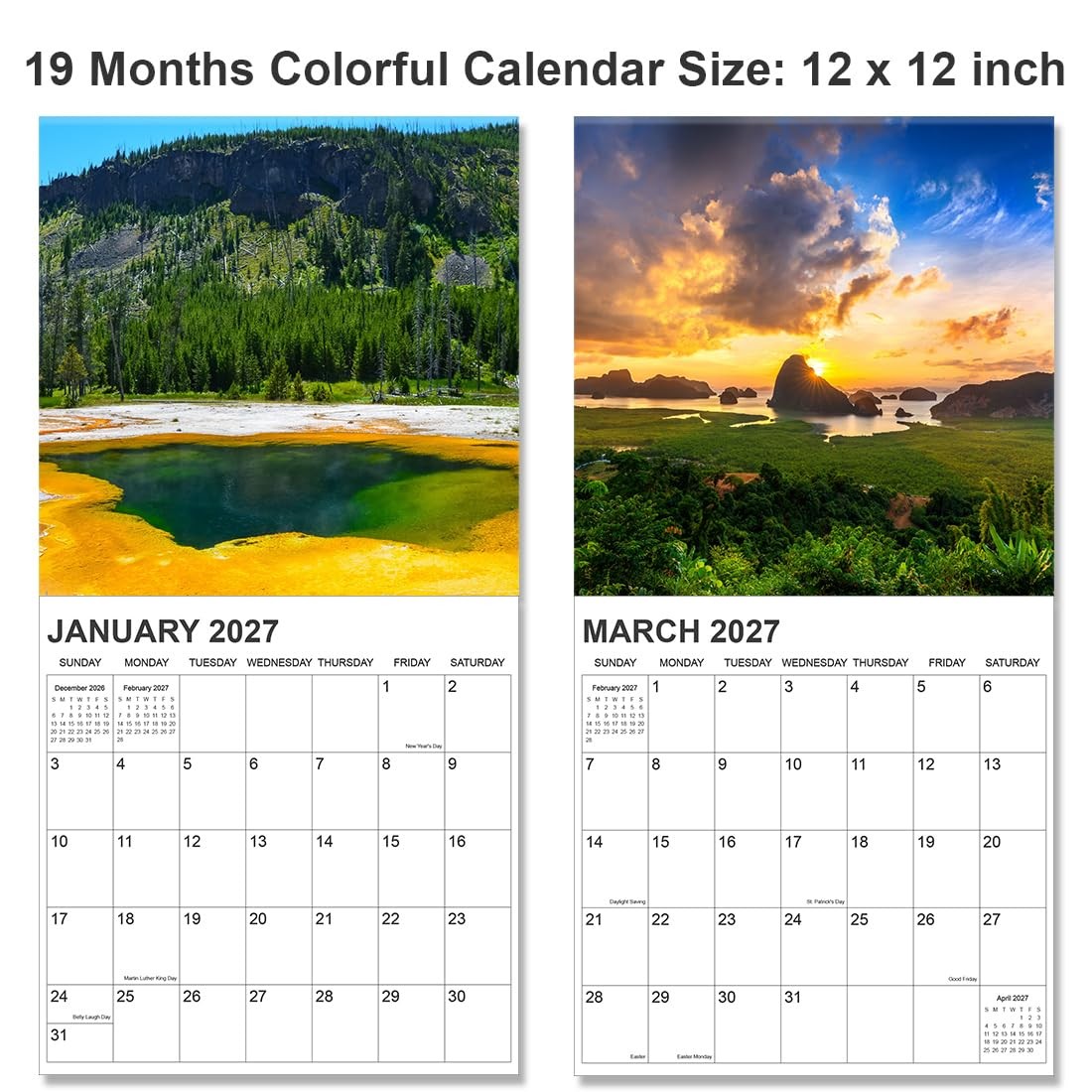 2026-2027 Calendar for Wall, National Parks 12″ x 12″,
