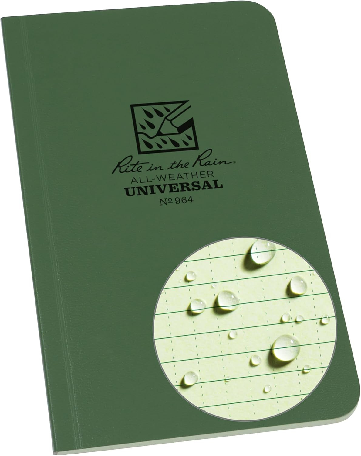 Weatherproof Soft Cover Pocket Notebook, 3.5″ x 6″, Green Cover, Universal Patte