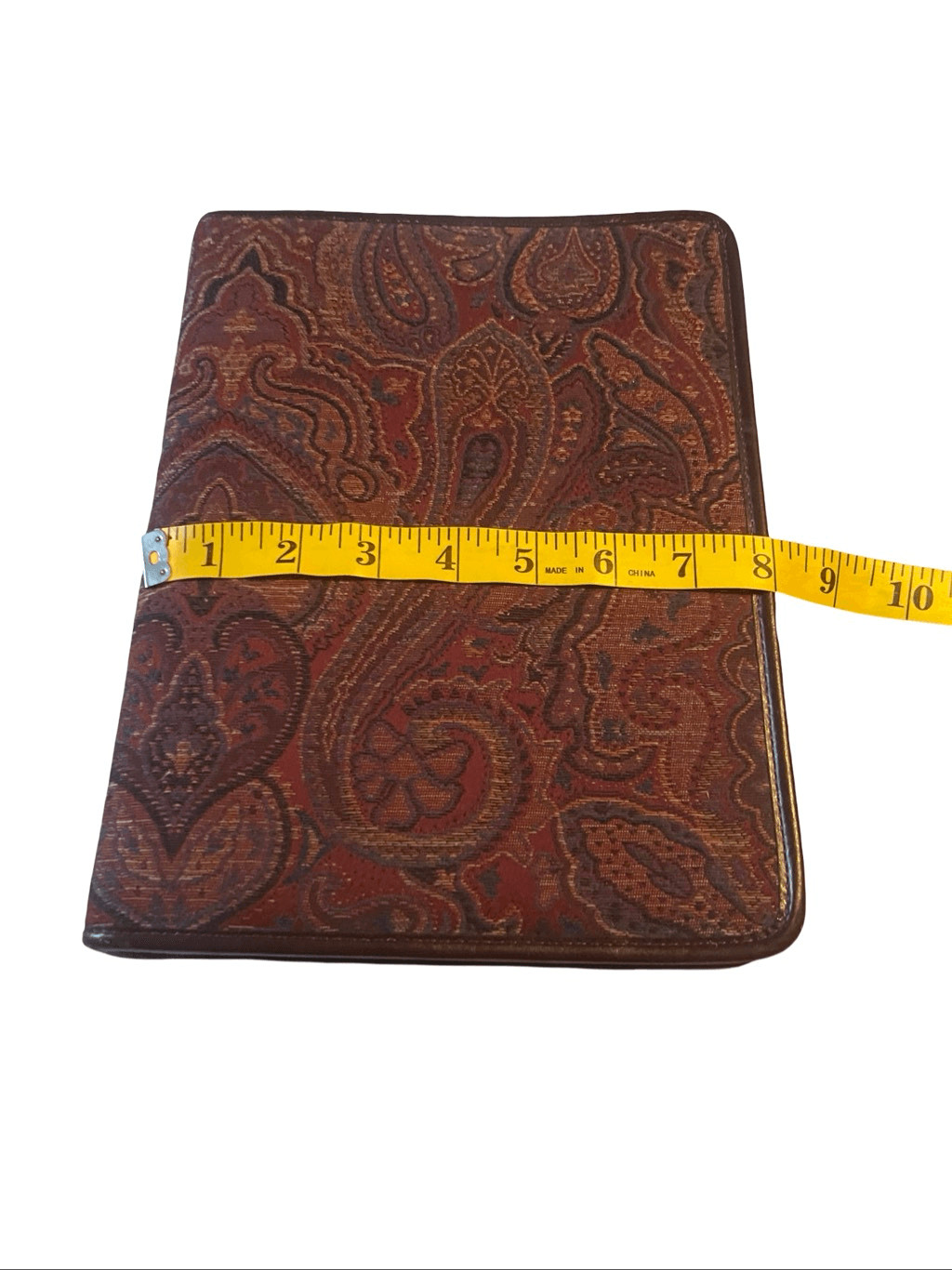 Vintage Franklin Quest Co. Brown Red Leather Paisley Tapestry Day Planner OS
