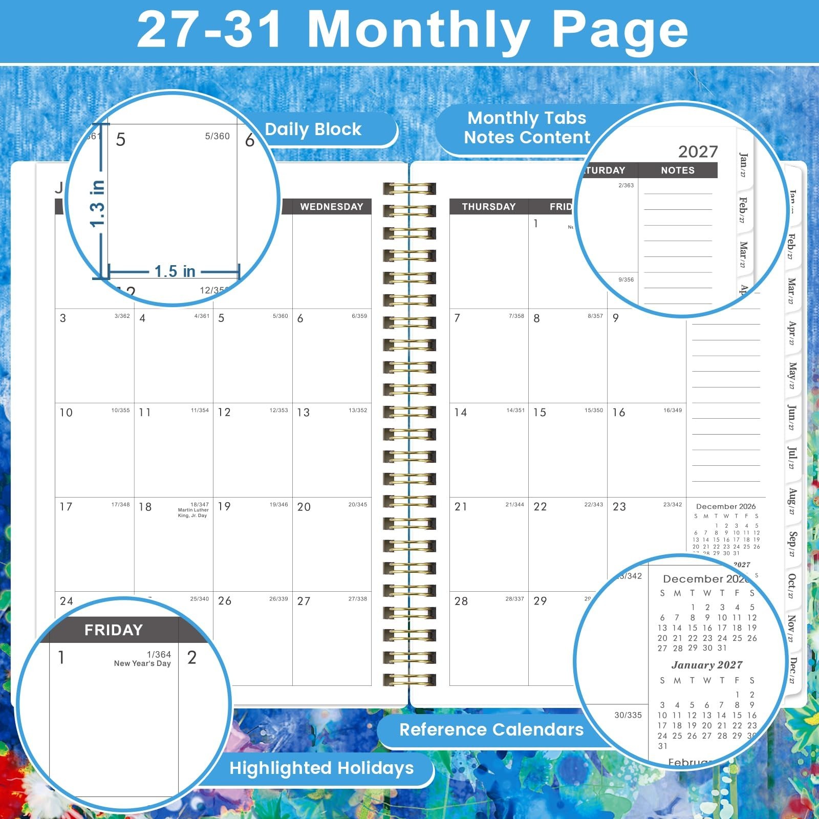 2027-2031 Monthly Planner – JAN 2027 – DEC 2031, 8.5″ x 6.4″, 5 Year Monthly …