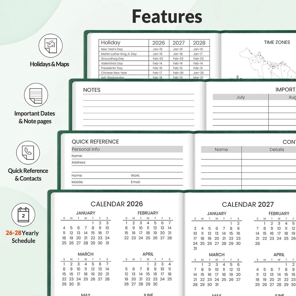 2026-2027 Pocket Weekly Planner for Purse 3.5″ x 6″ – 12 Month (July 2026 – June