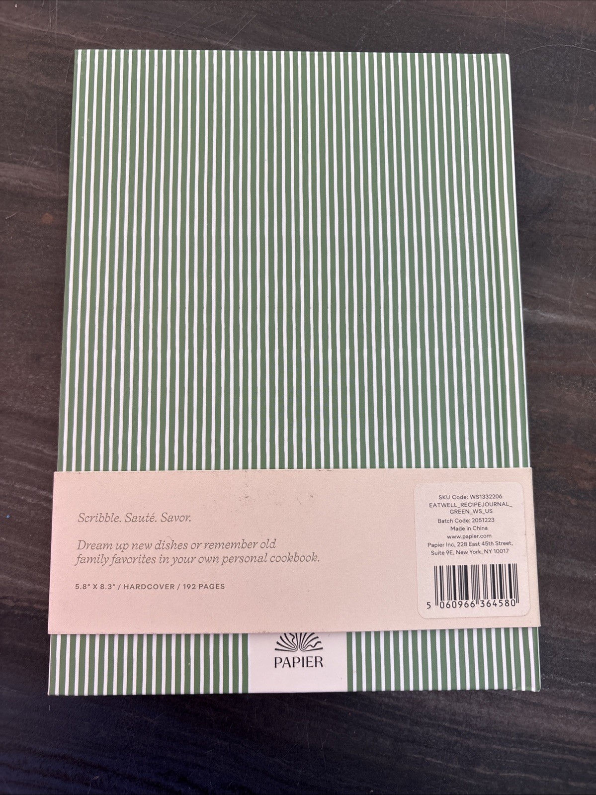Papier Eat Well Recipe Journal Green New