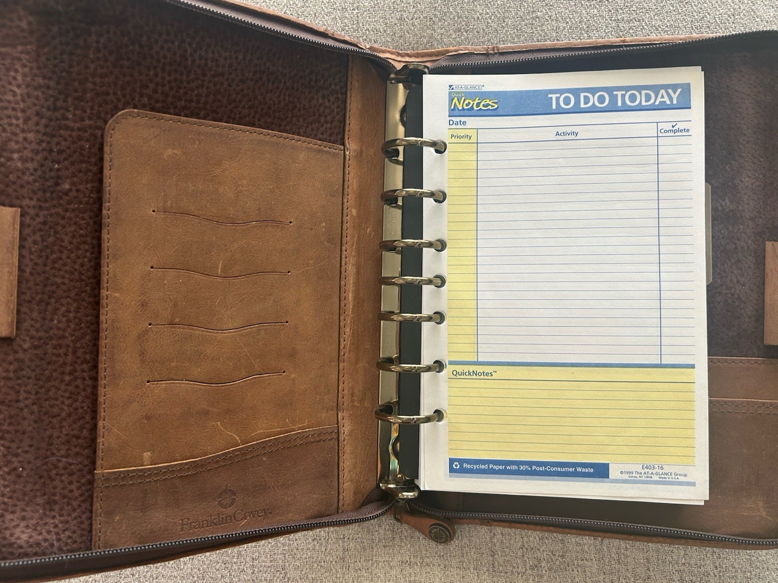 Vtg Franklin Covey Leather Planner 8×10 Zipper