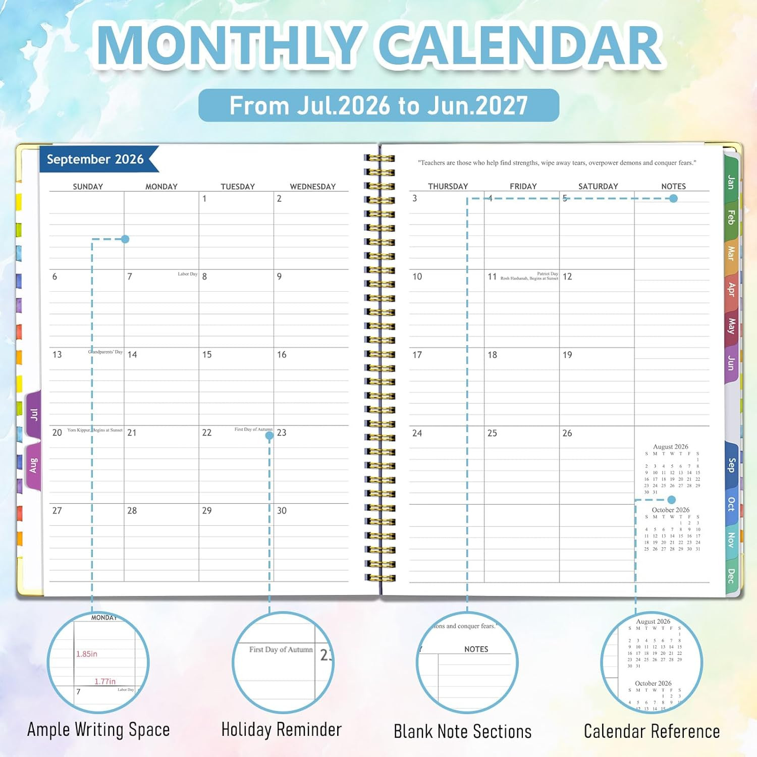 Teacher Planner 2026-2027, July 2026 to June 2027 Academic Year, 8.5″ x 11″ Less
