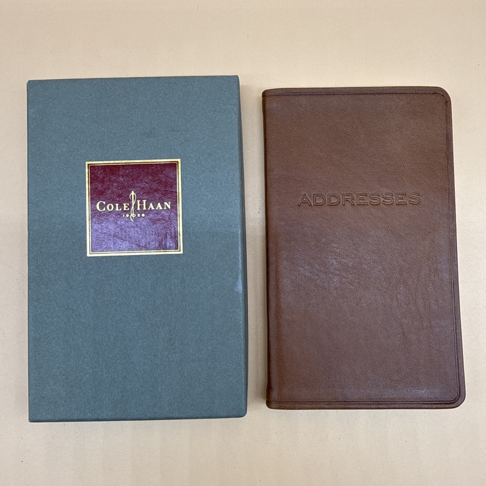 Vintage Cole Haan Leather Bound Address Book New Unused Open Box