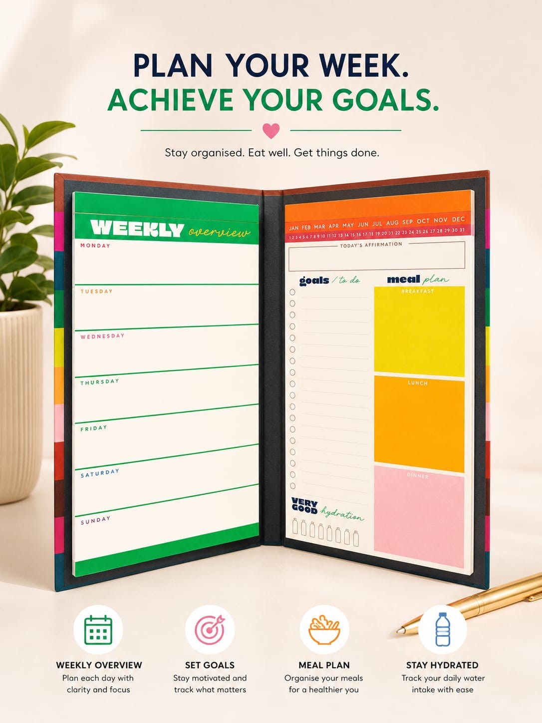 Tabitha Brown Notepad Weekly Planner Meal Organizer Notepad 5.6″X10″