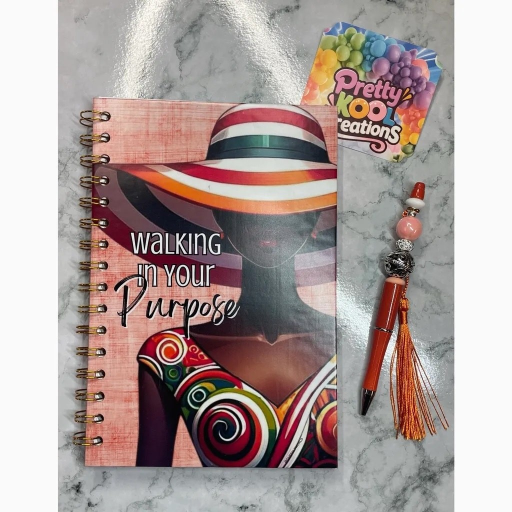 Personal Journal Walking in Your Purpose and Beaded Pen set