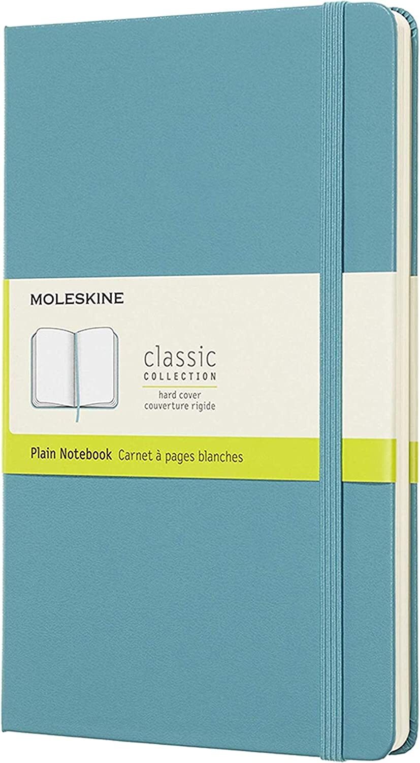 Moleskine Classic Notebook Hard Cover Large Plain/Blank Reef Blue 240 Pages