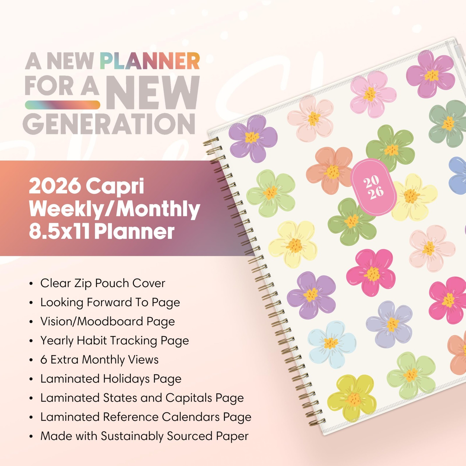 Blue Sky Gen Z 2026 Weekly and Monthly Planner Calendar, January 2026 – Decem…