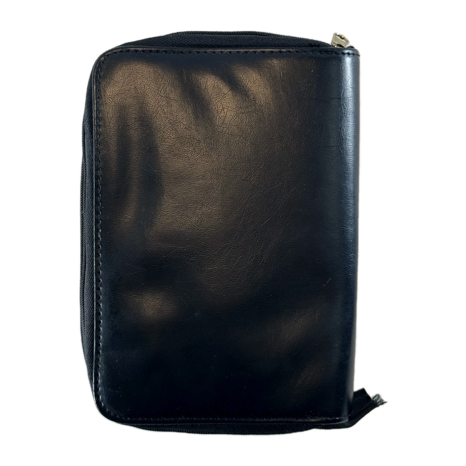 Vintage Y2K Black Faux Leather 6 Ring Planner Organizer Wallet Clutch Binder