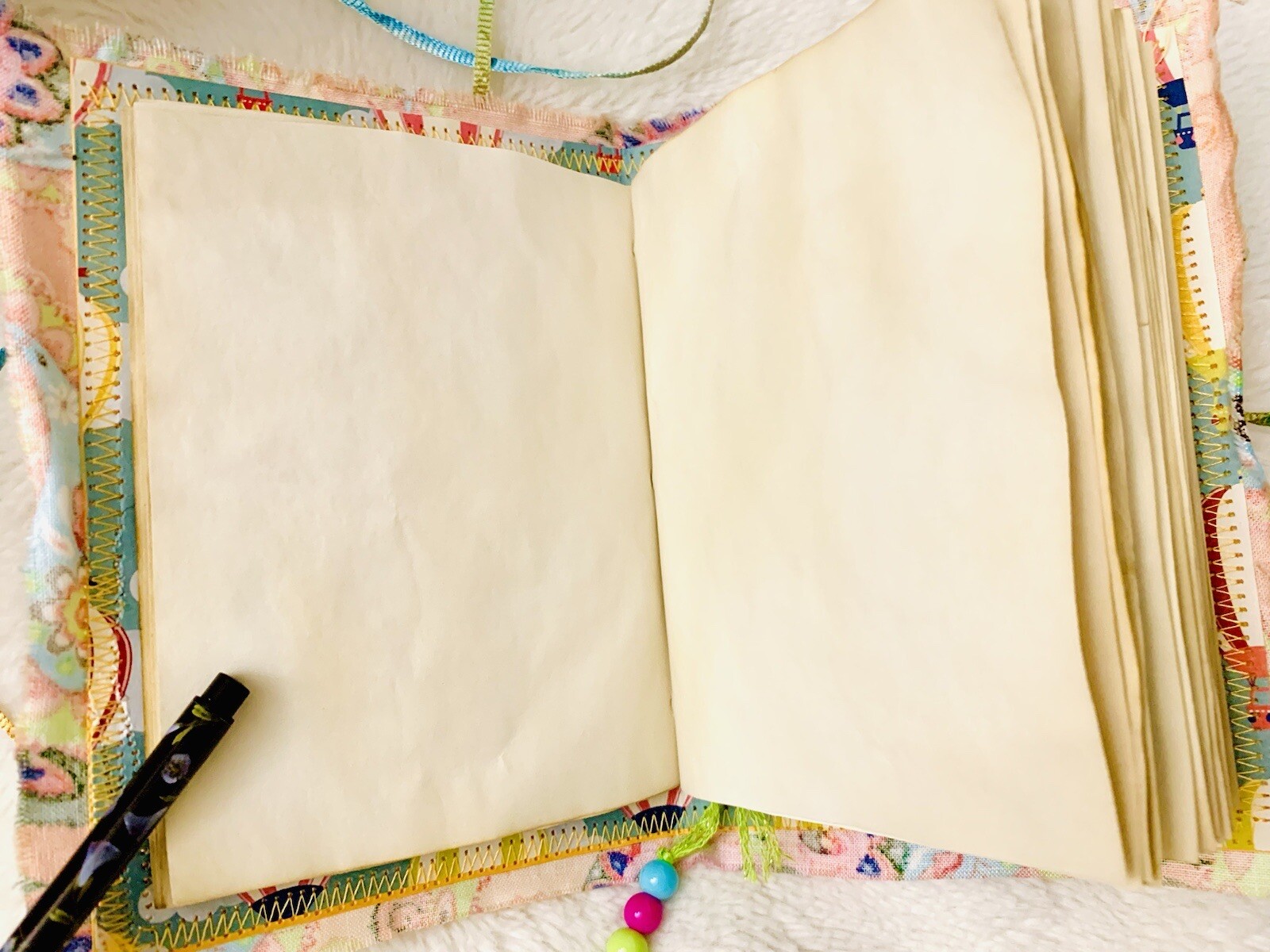 Orange Paisley Bohemian Journal, Handmade Fabric Junk Journal, Boho Journal