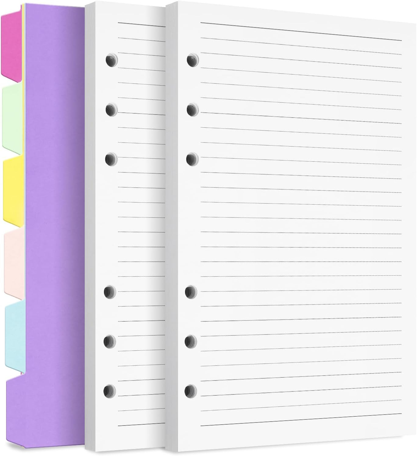 A5 Refill Paper Planner Inserts, 6-Hole Loose Leaf Paper, College Ruled Loose Le
