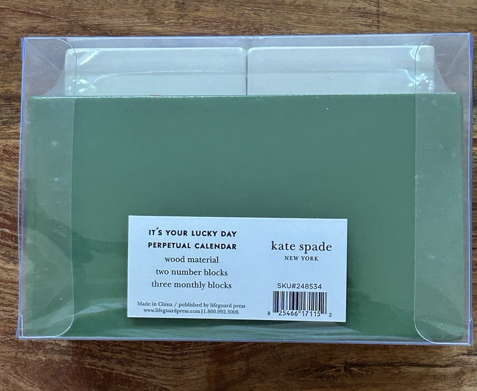 NIB KATE SPADE Perpetual Calendar IT’S YOUR LUCKY DAY Wooden Blocks