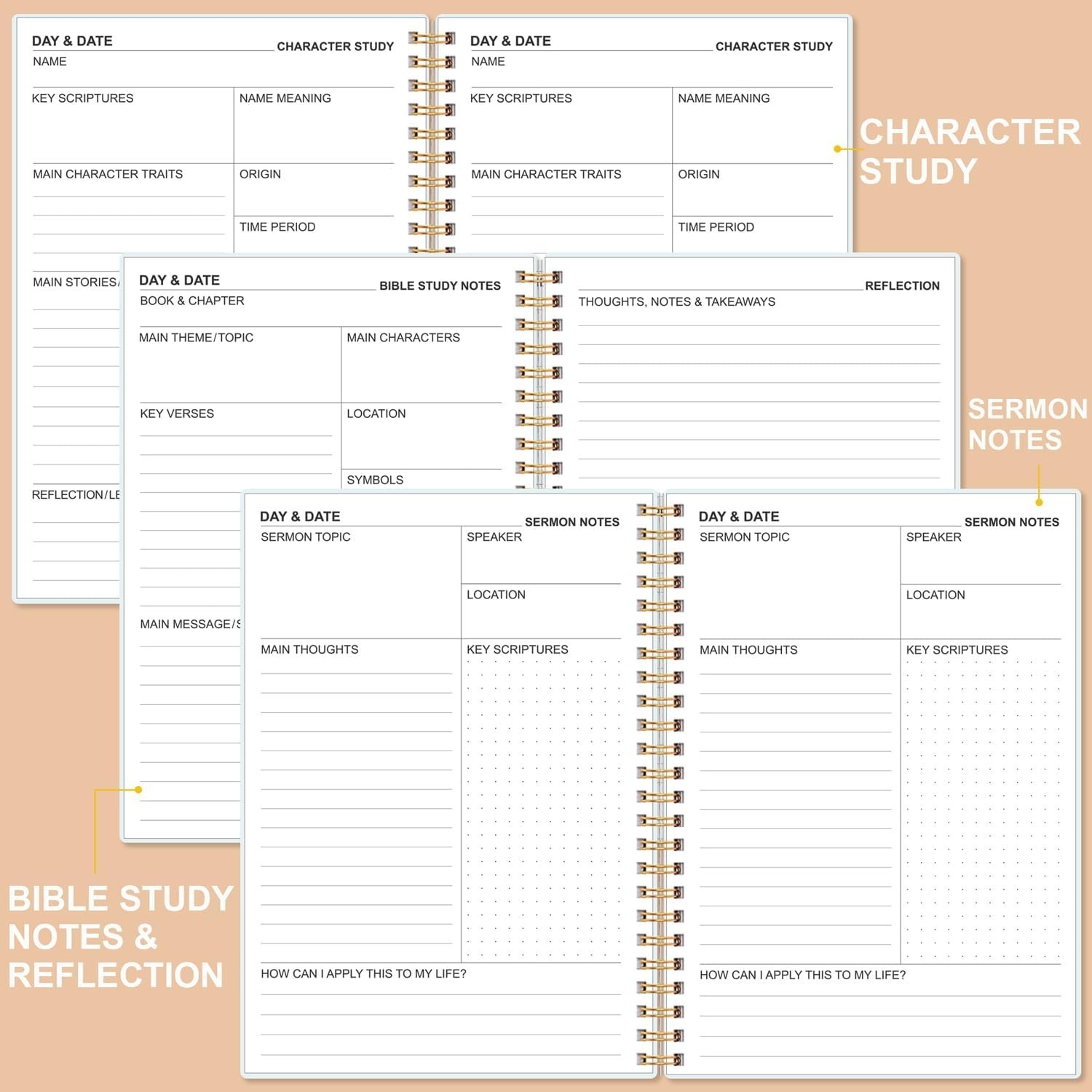 Bible Study Journal – Church Notes Notebooks – Note Taking & Journaling Kit, …