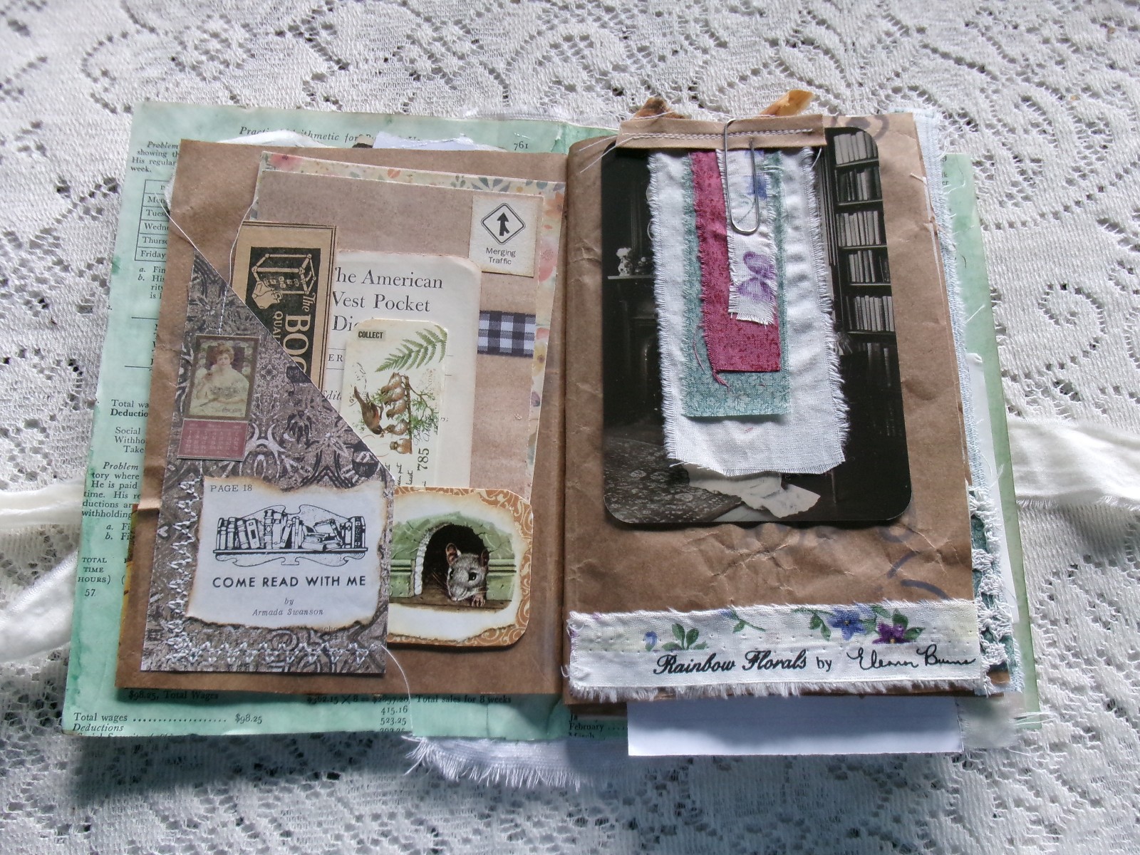 JUNK JOURNAL LADY IN THE MIRROR 6 1/2″ X 9″ APPROX. 50 PAGES