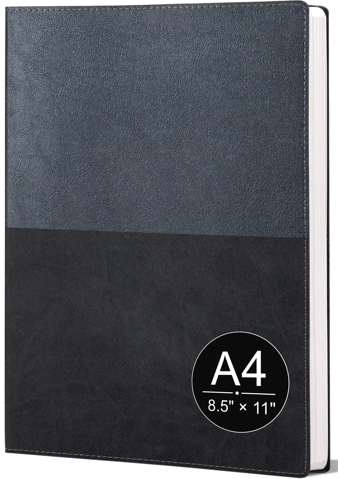 College Ruled Notebook, A4 Color-Block Softcover PU Leather Notebook for Work…