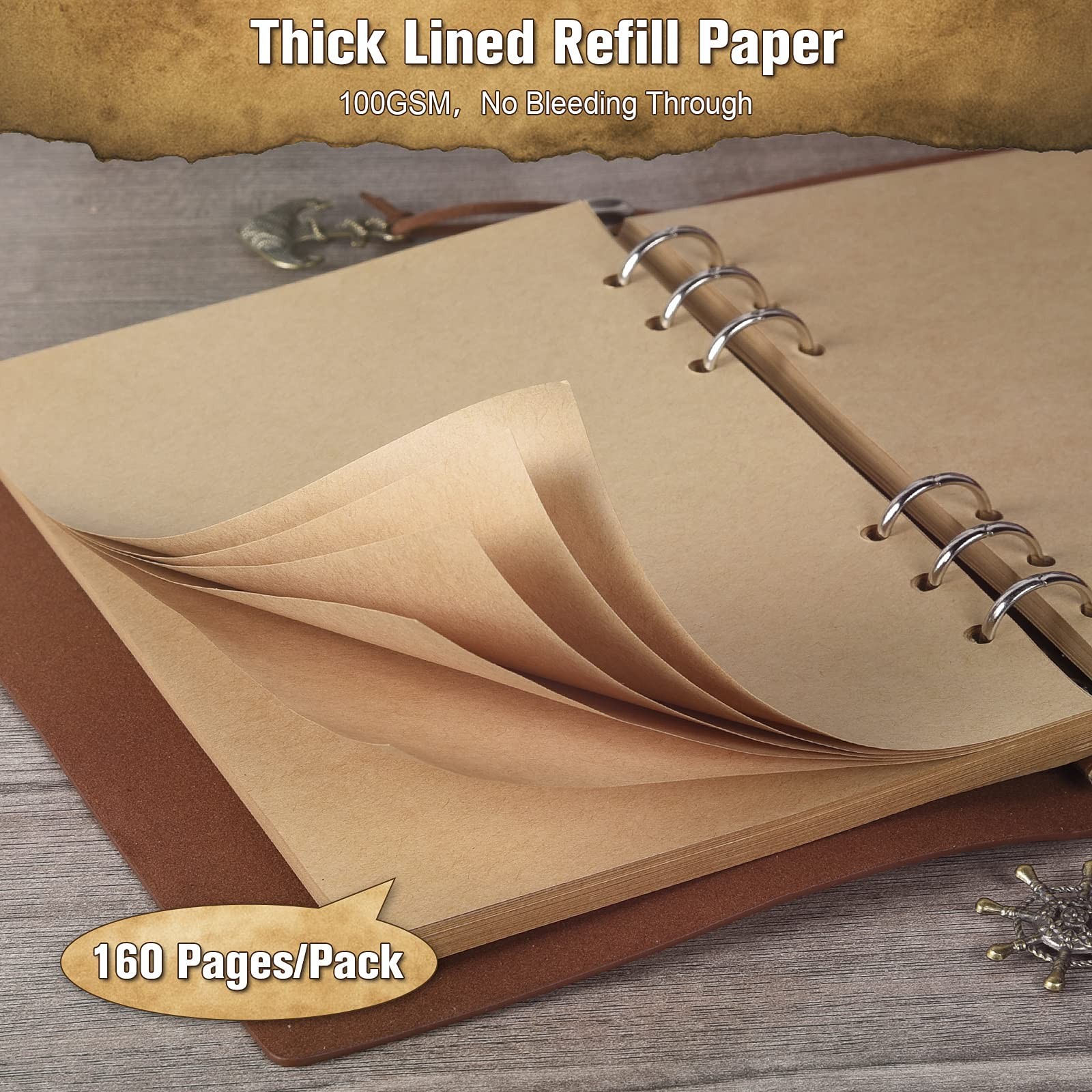 Leather Journal Refillable, MALEDEN Premium Spiral Notebook Classic Binder