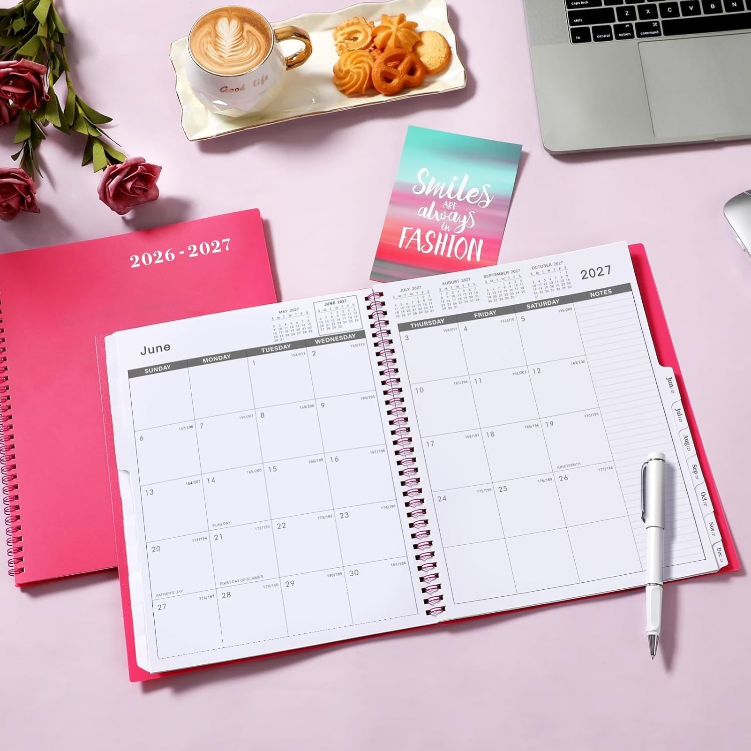 Luxurious 18- 2026-2027 Planner, 9″ x 11″, Twin-Wire Binding & Pockets