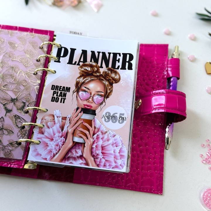 Luxury A6 Fuchsia Croc Genuine Italian Leather Planner – Pink Dated Organizer