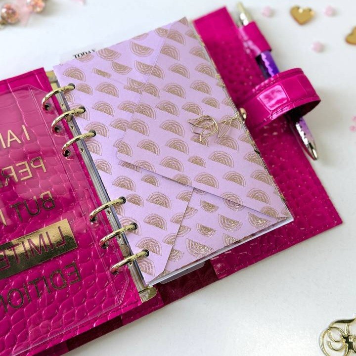 Luxury A6 Fuchsia Croc Genuine Italian Leather Planner – Pink Dated Organizer