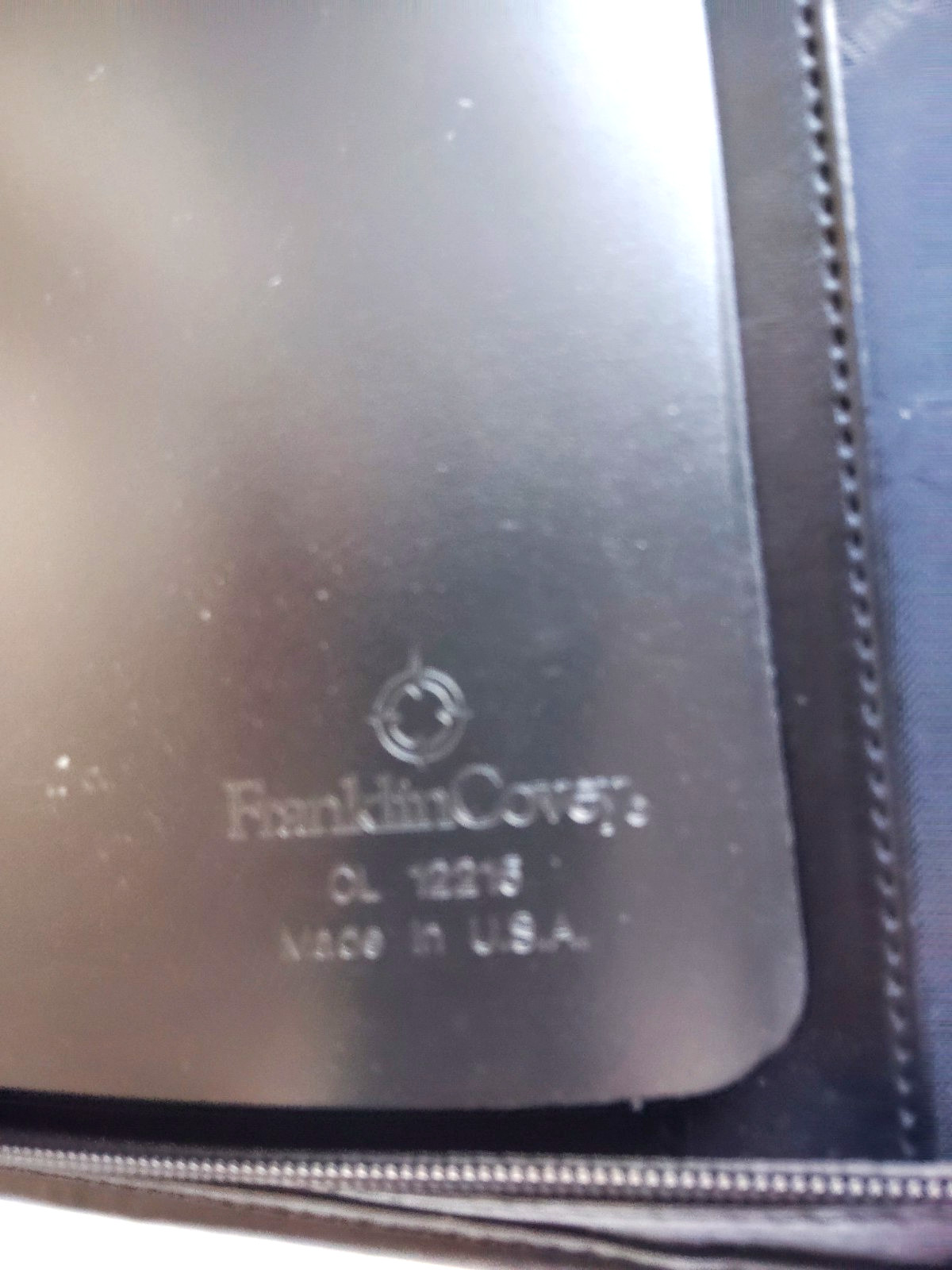 Franklin Covey Top Grain Leather Organizer 7-Ring Zip Around Black 10″ Vintage