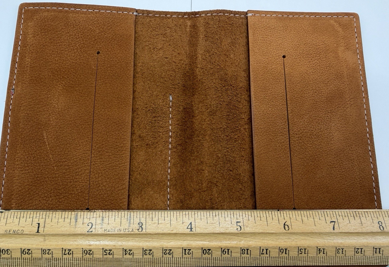 Sojourner Handmade Leather Field Notes Cover Pocket Notebook Brown Red Stitching