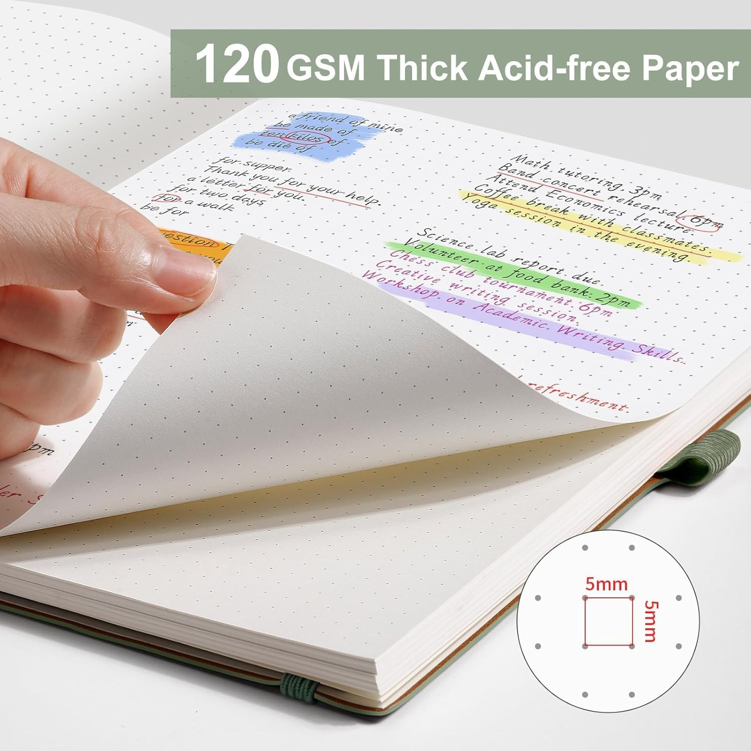 AHGXG Dotted Journal – Dot Grid Notebook Journal, 120 GSM Thick Acid-Free Paper,