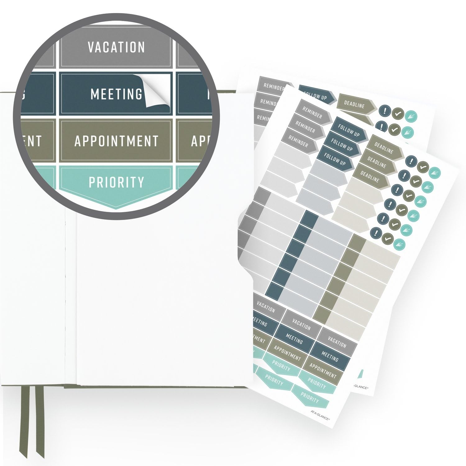 At a Glance Hardcover Planner Three Step Goal System Undated 12 Months Green