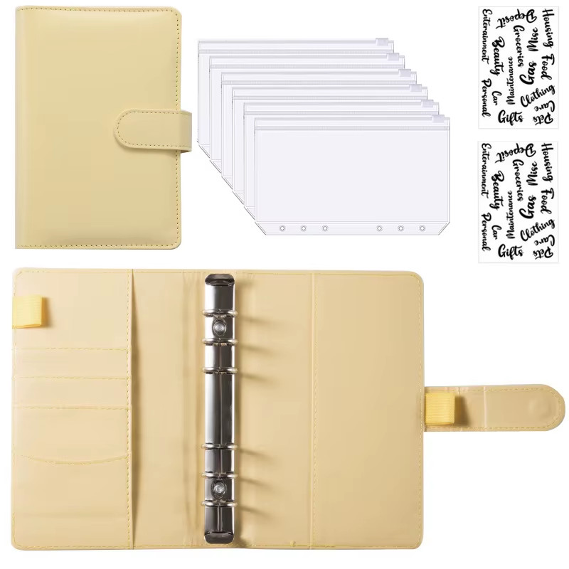 A6 PU Leather Budget Binder Cash Envelope System Money Organizer US