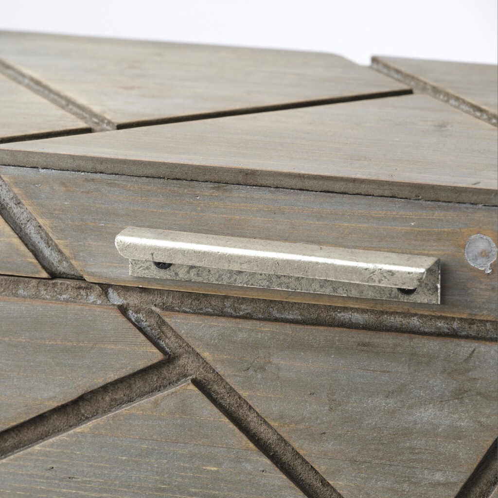 11″ Gray Solid Wood Box With Lid