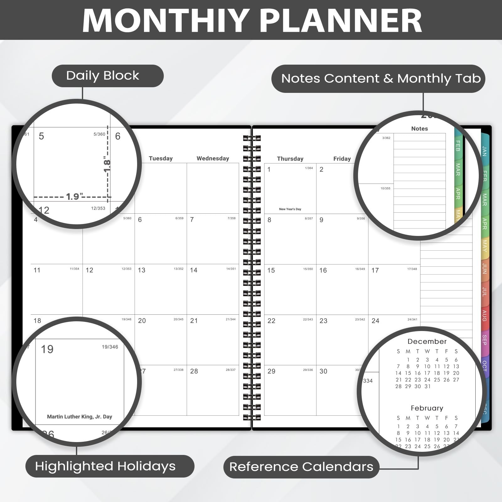 2026-2027 Monthly Planner – JAN. 2026 – DEC. 2026, Planner 2026-2027 with Col…