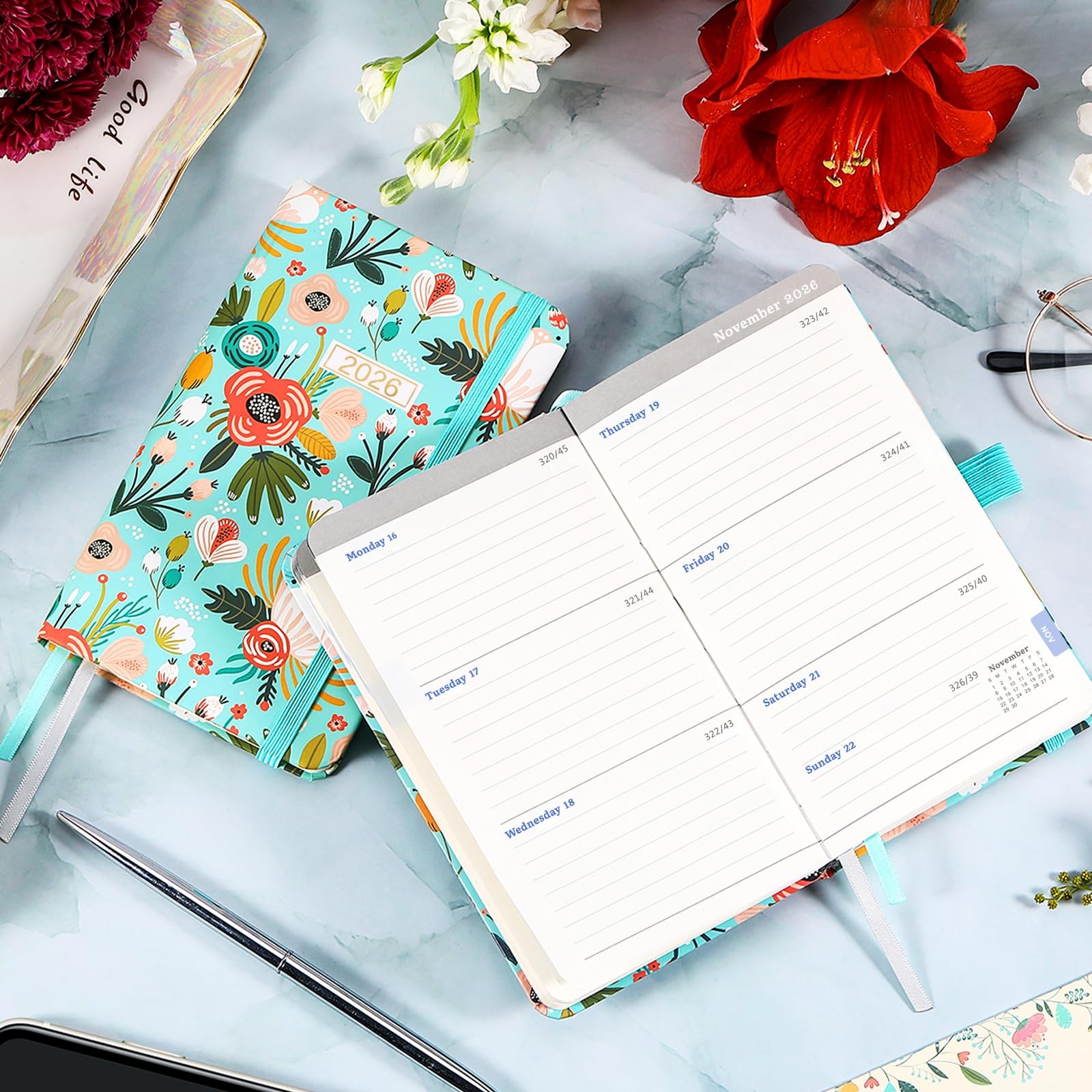 2026 Planner Small 6.3 X 3.8 Inch, Weekly Monthly Organizer, Inner Pocket