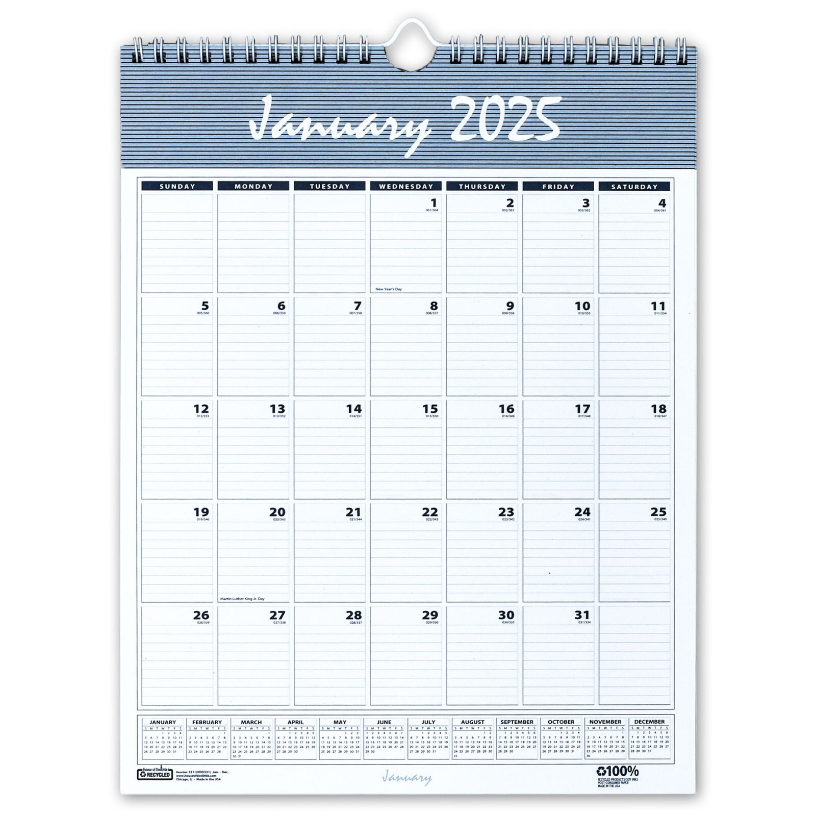 2025 331 HOD331 House of Doolittle Recycled Wall Calendar, 8-1/2 x 11″