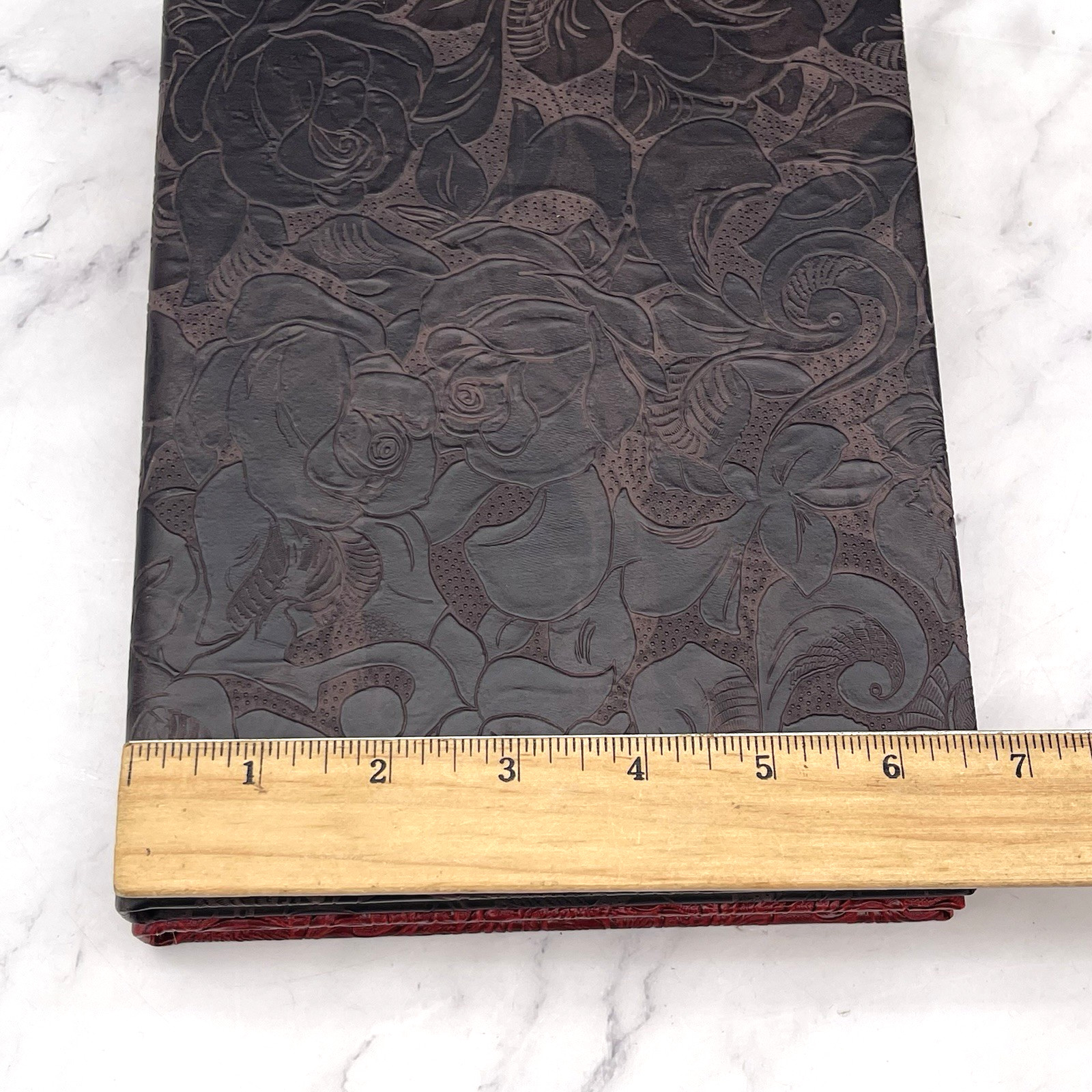Set of 2 Leather Embossed Hard Cover Journal Notebook Gold Pages Travel Writing