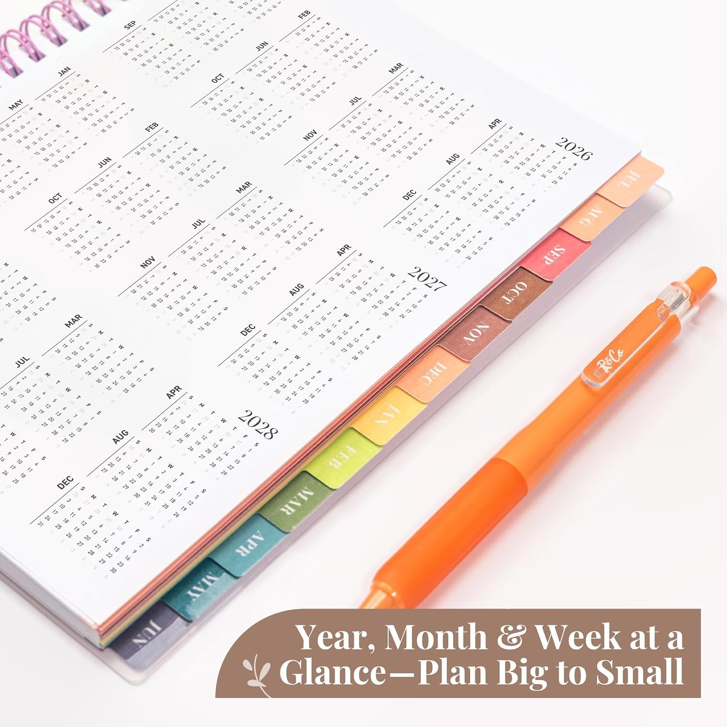 Stylish Pink Academic Planner 2026-2027 with Twin-Wire Binding – 8 x 6 Inches