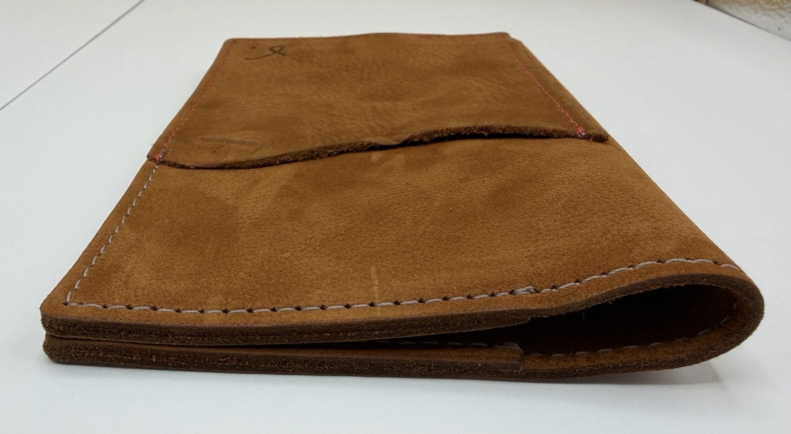 Sojourner Handmade Leather Field Notes Cover Pocket Notebook Brown Red Stitching