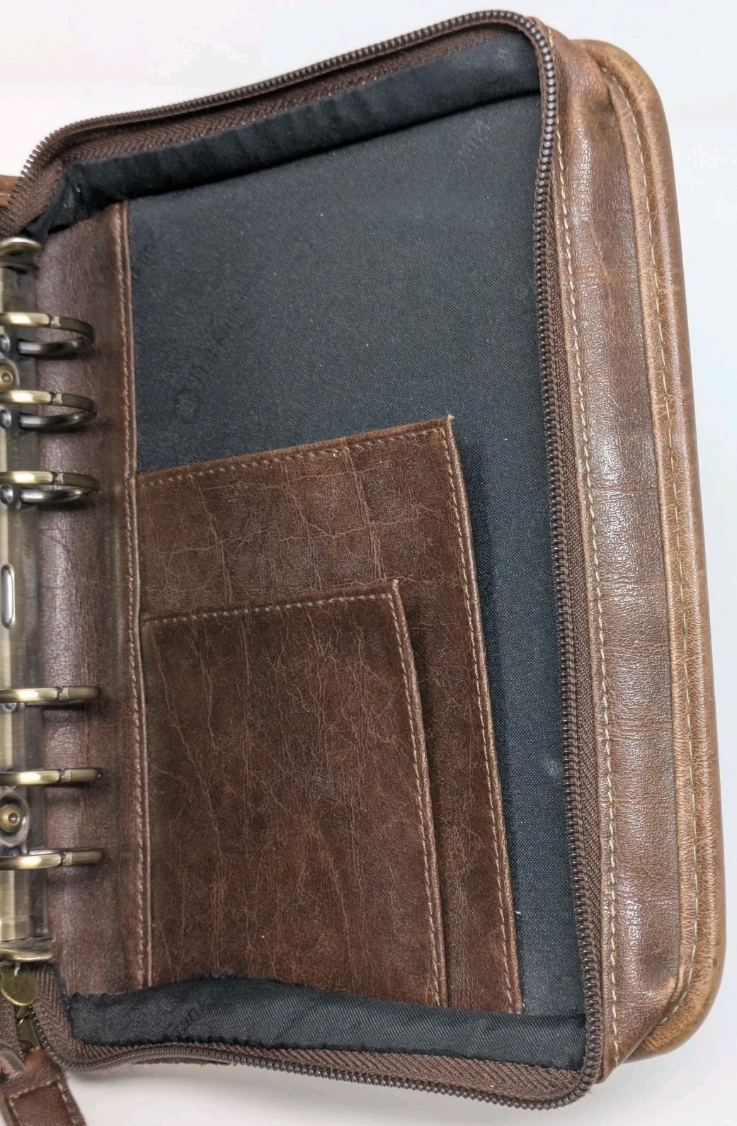 Franklin Covey Classic Planner 7 Ring Zip Binder Brown Faux Leather
