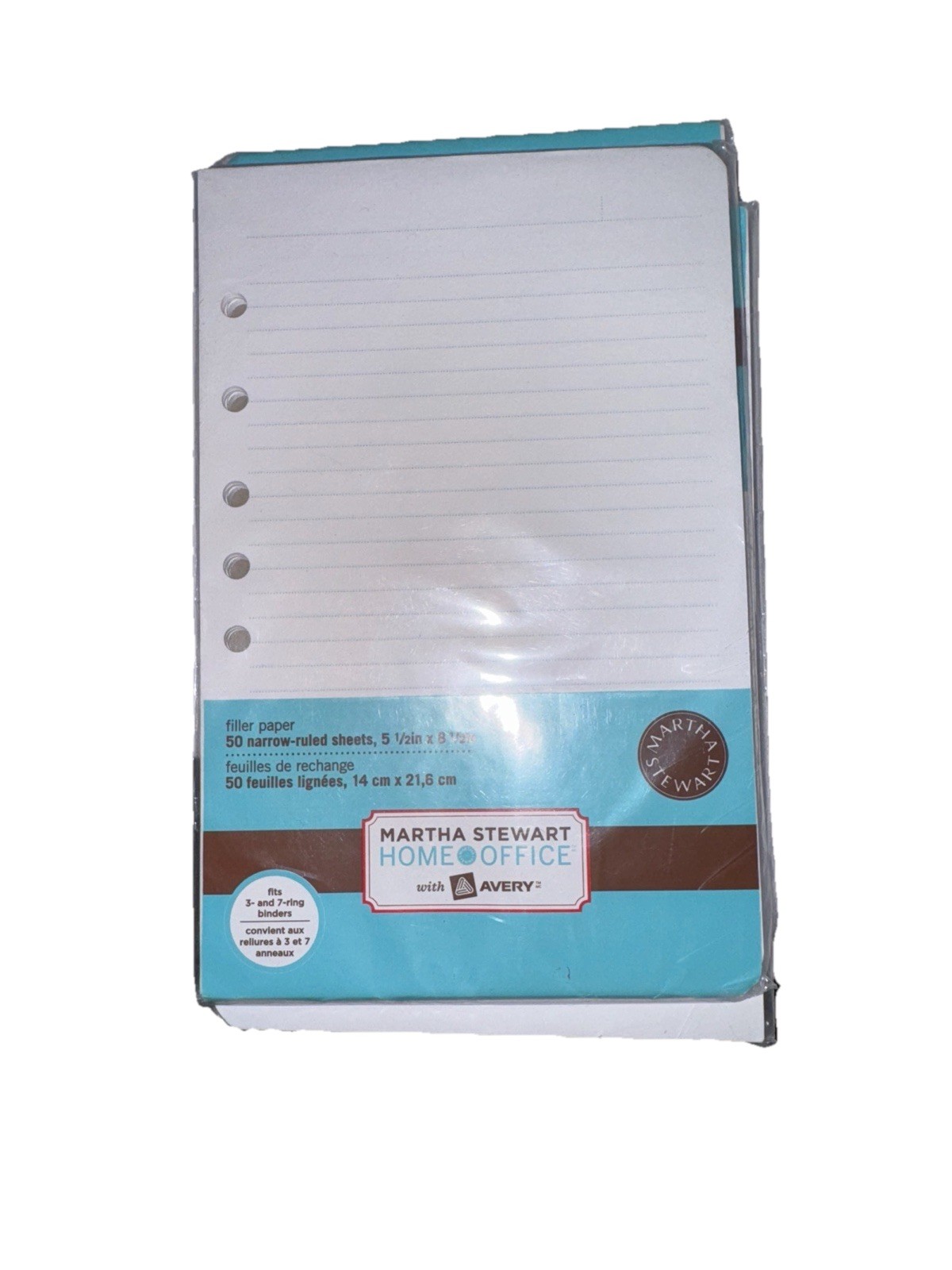 Martha Stewart Filler Paper 5.5×8.5 Mini College Ruled 7 Hole 150 Planner Sheets